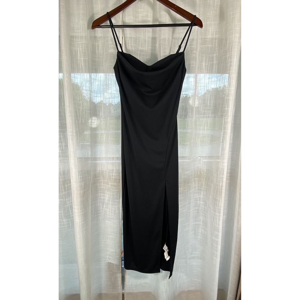 Forever 21 Dress Small Midi Long Sexy Black Bustier Formal Event High Slit Goth